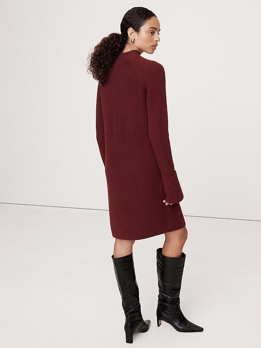 Cotton-Wool Mock-Neck Mini Sweater Dress Product Image