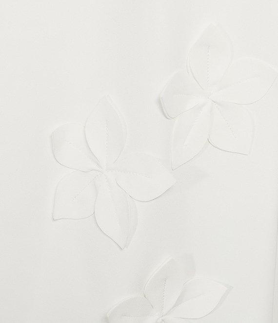 IC Collection Knit Wide Leg Floral Applique Palazo Pants Product Image