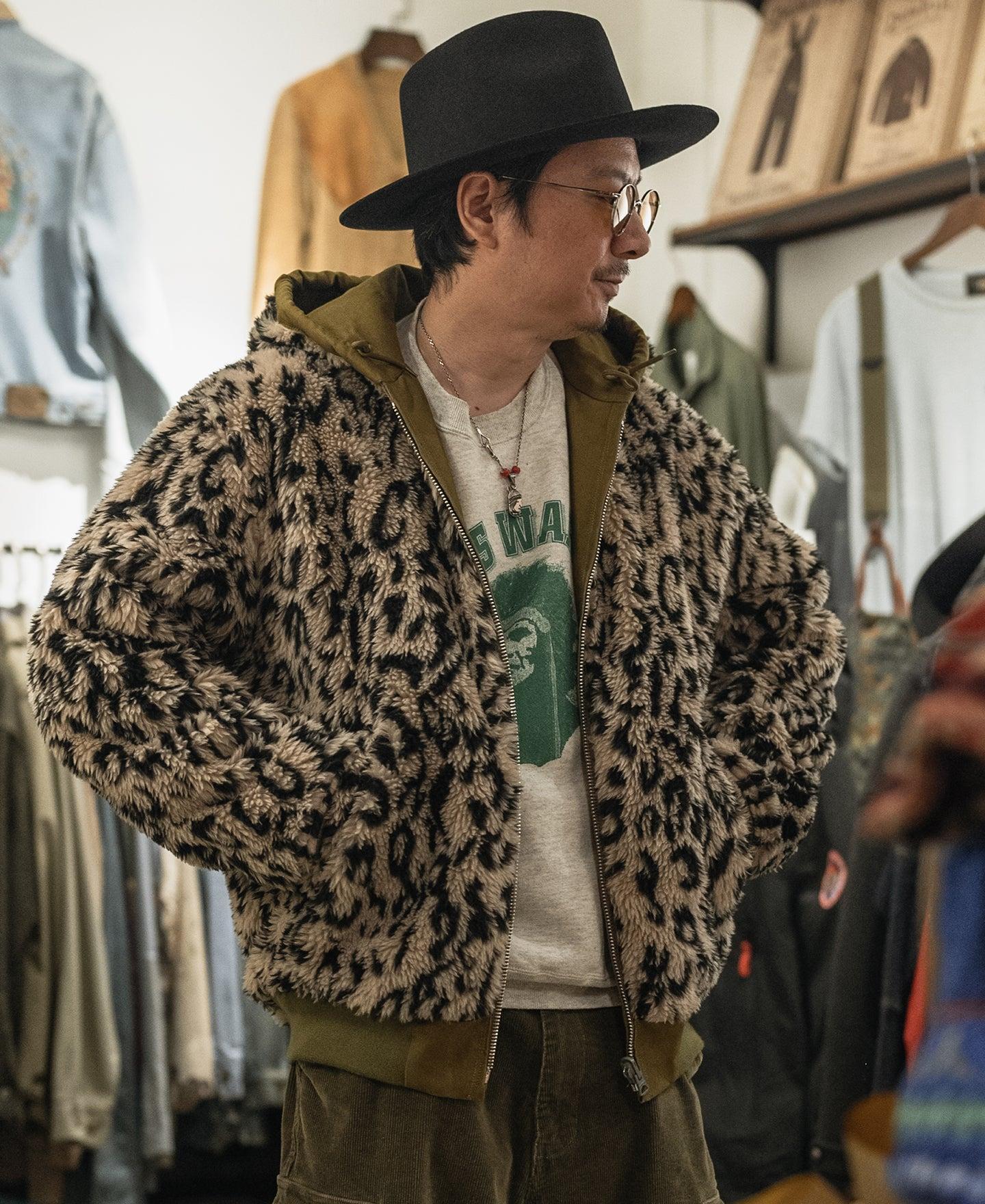 Leopard Print Reversible Deck Jacket - Khaki Product Image