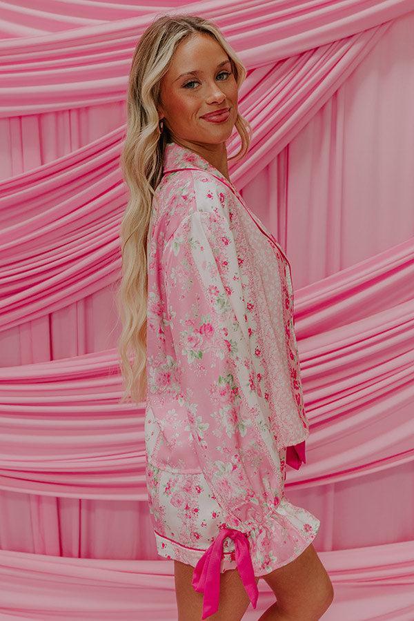 Paris Mornings Satin Floral Pajama Top Product Image