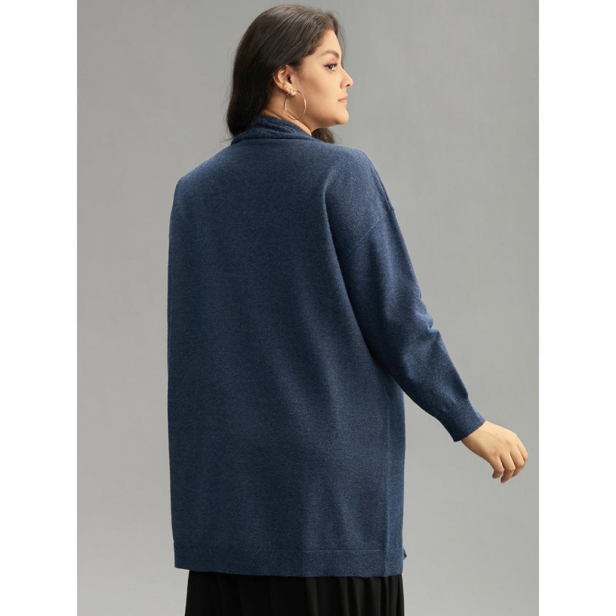 Plus Size Supersoft Essentials Solid Cable Knit Cardigan Midnight Women Casual Loose Long Sleeve Dailywear Cardigans BloomChic 26/4X Product Image
