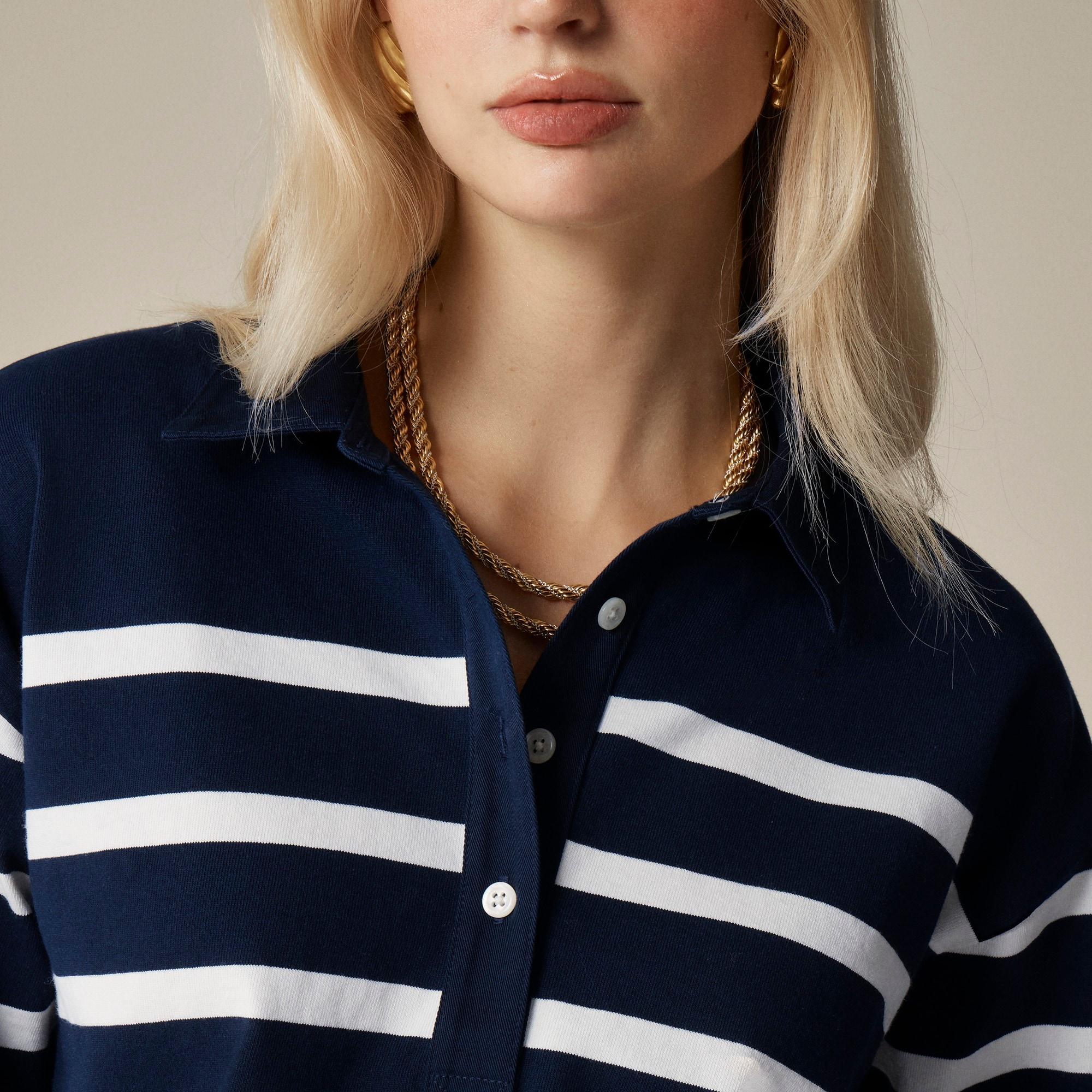 Mariner jersey long-sleeve polo T-shirt in stripe Product Image