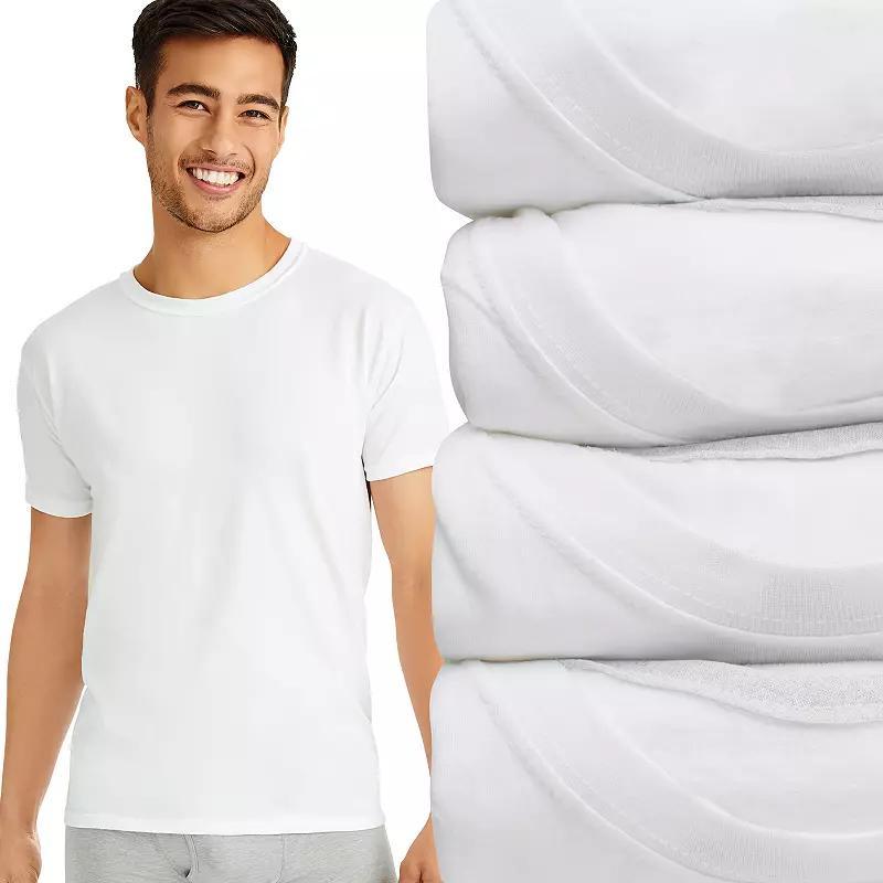 Hanes Ultimate 4-Pack Men's Slim-Fit Crewneck Undershirt, Size: Large, White Product Image
