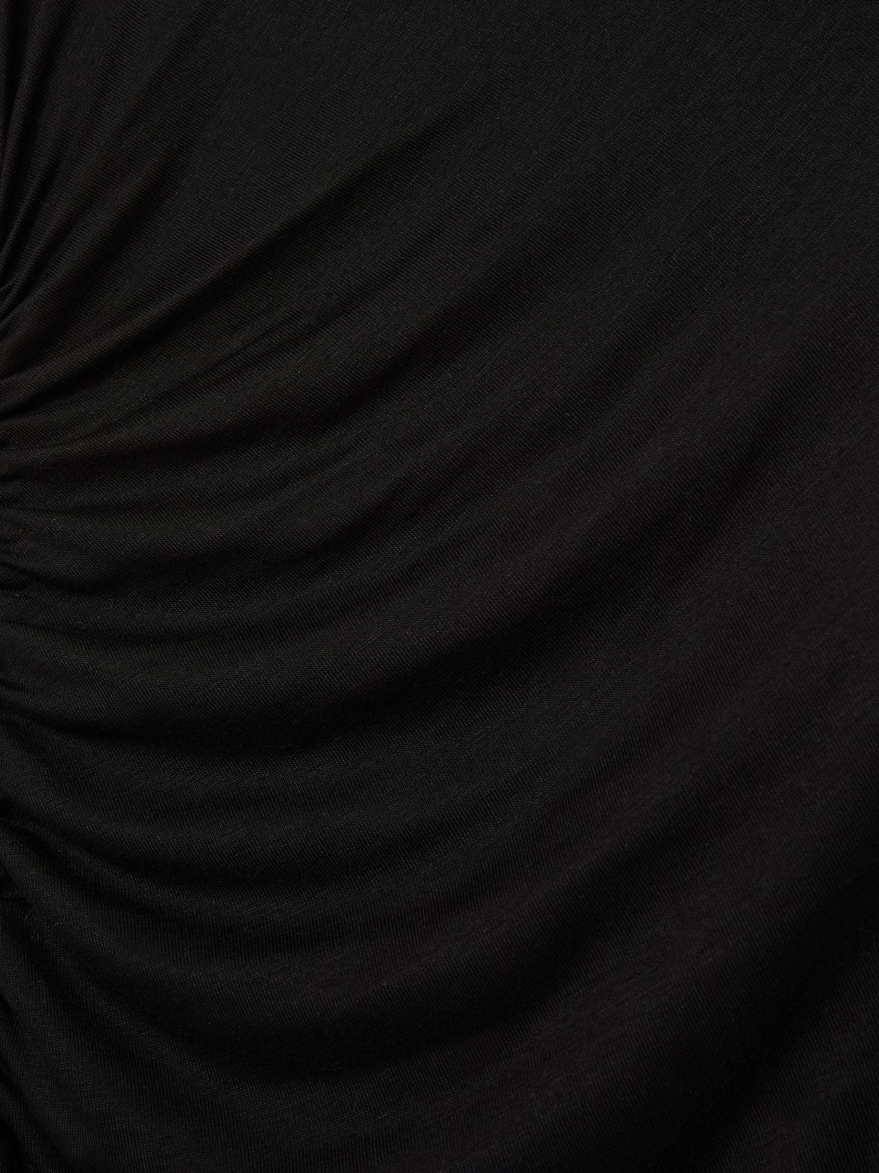 Cowl-Neck Ruched Jersey Midi Dress in Black Product Image