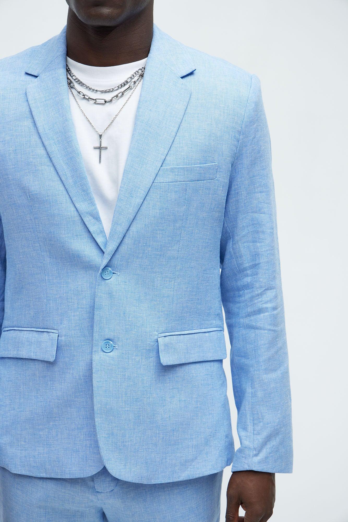 Bahamas Linen Suit Jacket - Ice Blue Product Image