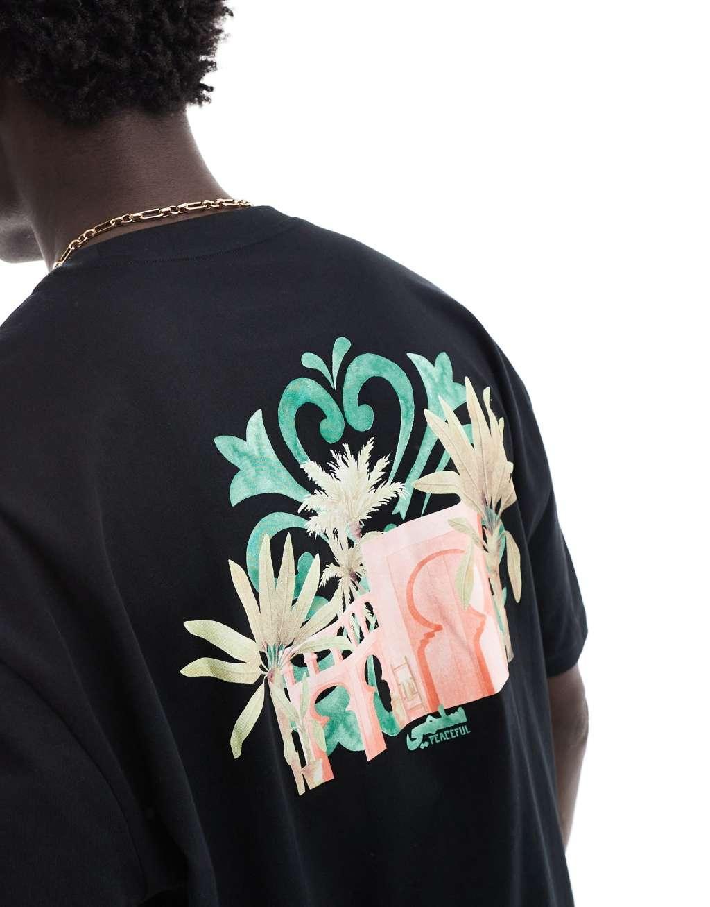 ASOS DESIGN oversized T-shirt in black with abstract back print Product Image
