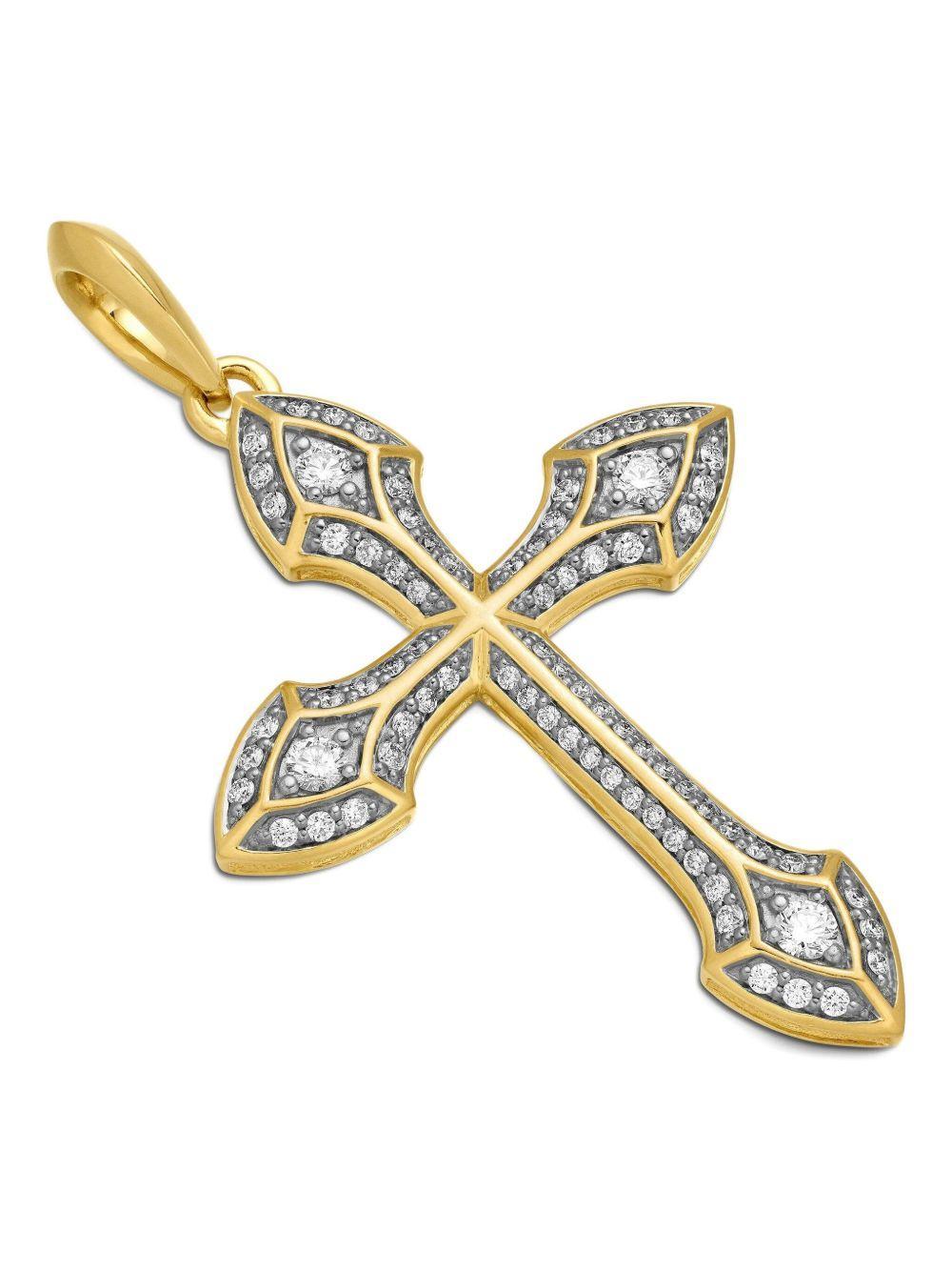 18kt yellow gold Gothic Cross diamond amulet (36.5mm) Product Image