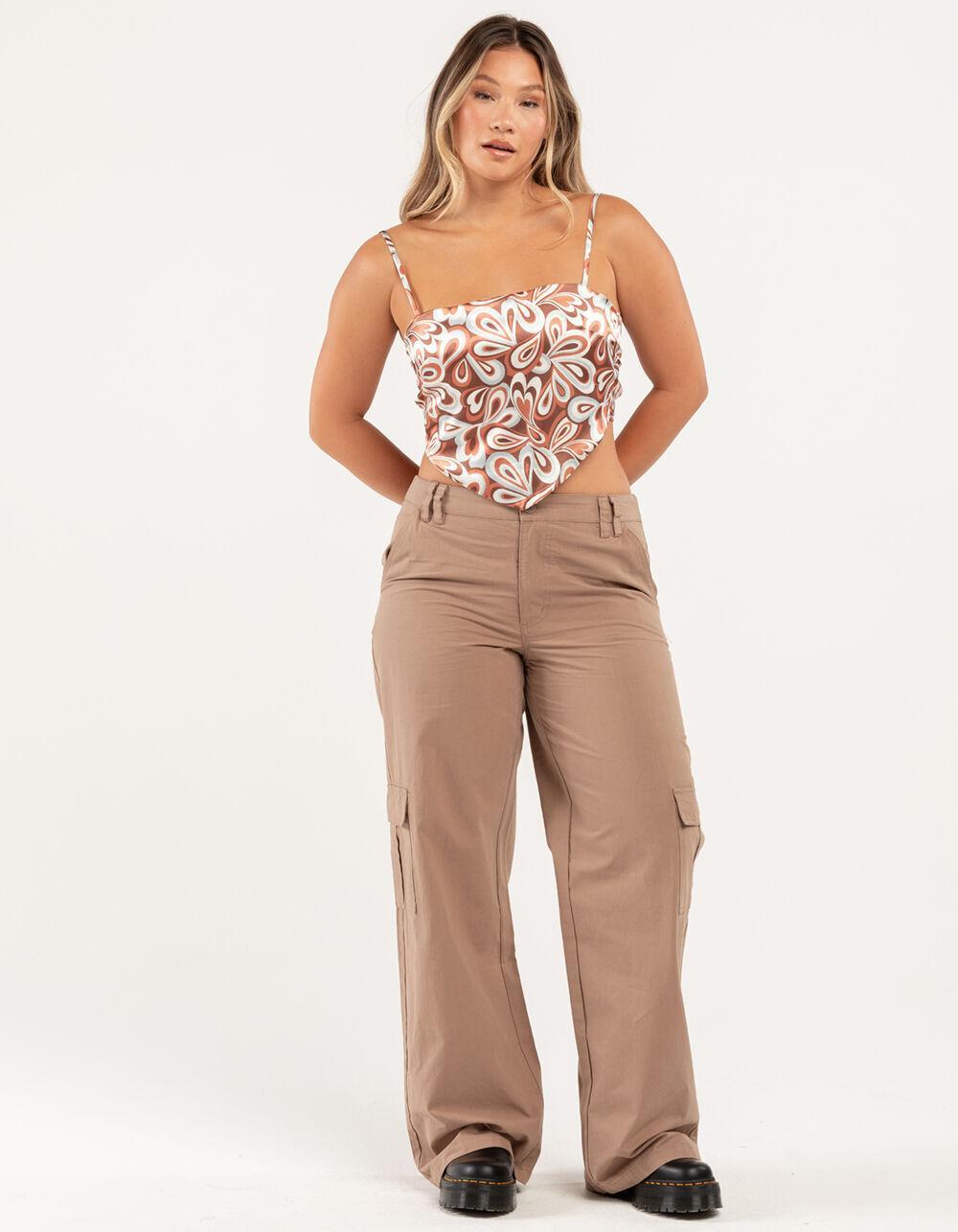 RSQ Womens Low Rise Cargo Pants - DK KHAKI Product Image