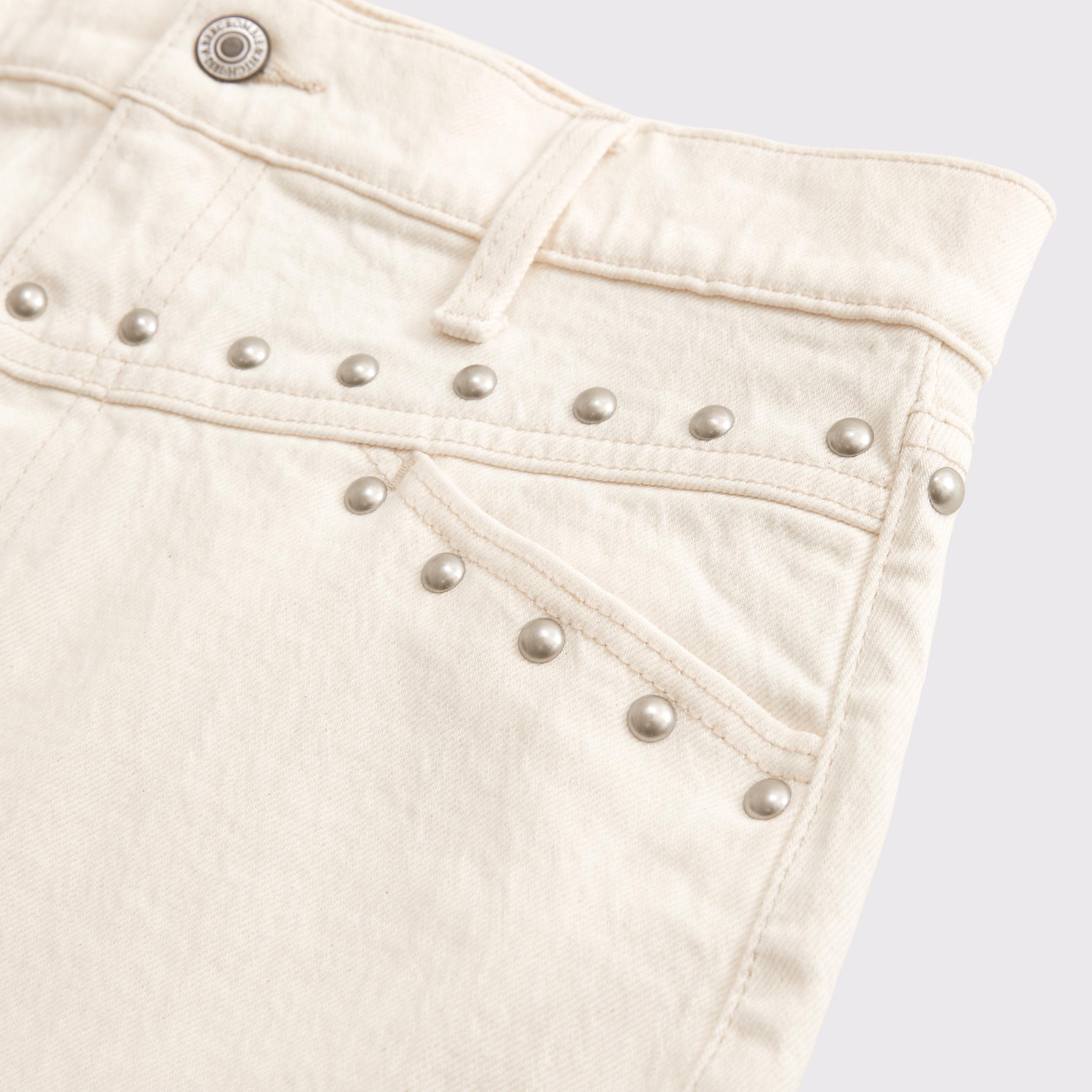 Mid Rise Denim Studded Mini Skirt Product Image