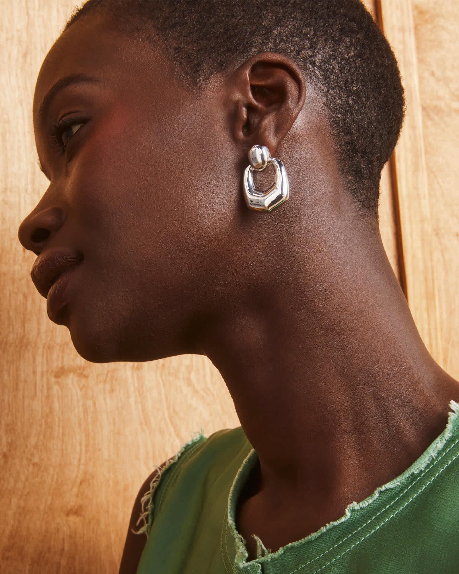 Kaitlin Silver Open Frame Earrings Product Image