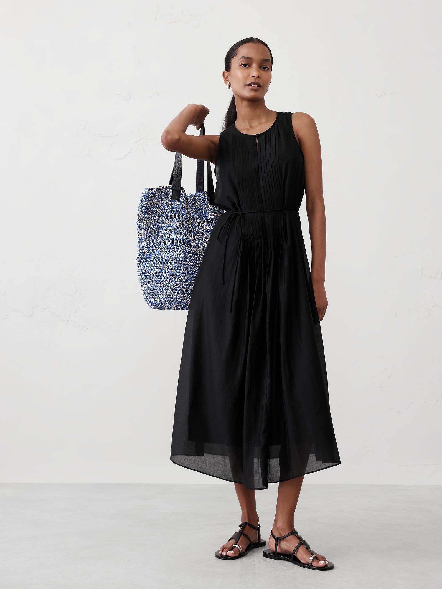 Pintuck Organza Midi Dress Product Image
