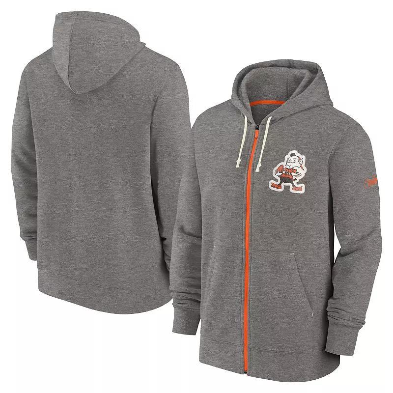 Men's Nike Heather Charcoal Green Bay Packers Historic Lifestyle Full-Zip Hoodie, Size: 2XL Product Image
