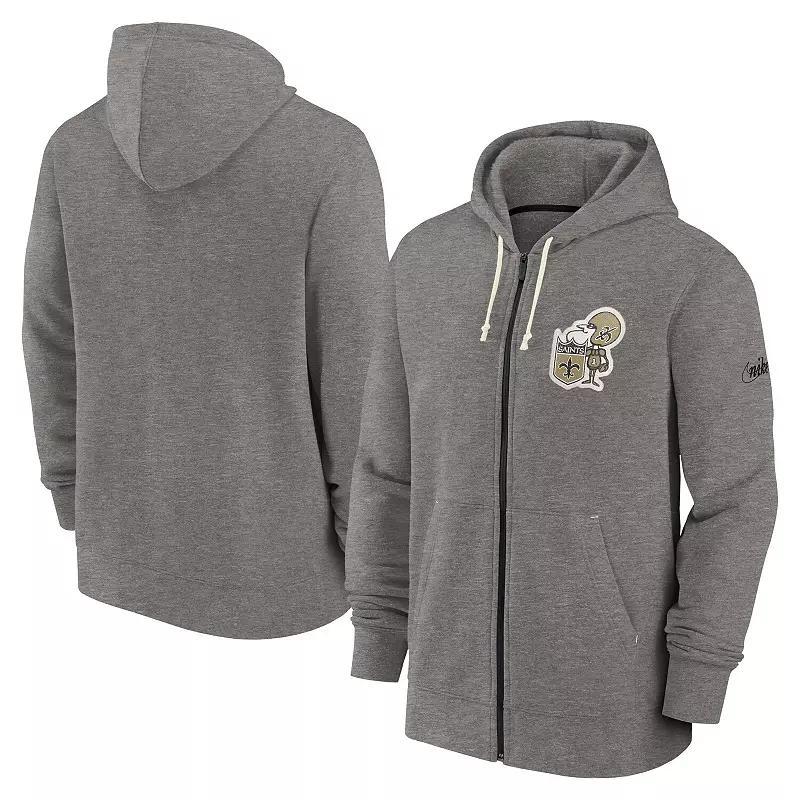 Men's Nike Heather Charcoal Green Bay Packers Historic Lifestyle Full-Zip Hoodie, Size: 2XL Product Image