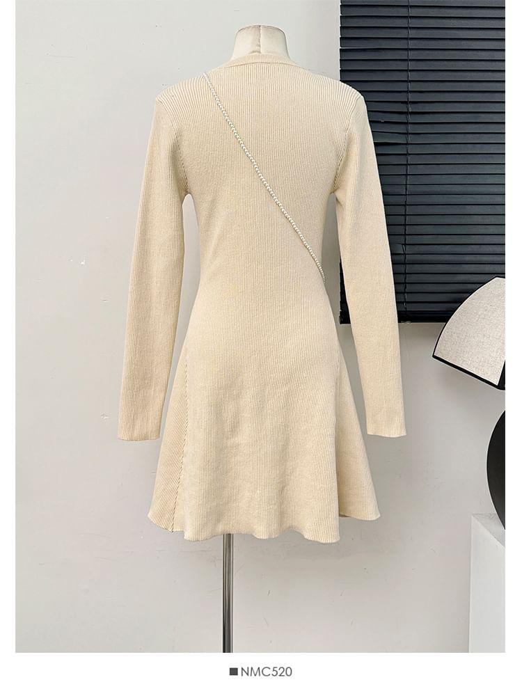 Slim-Fit Knit A-Line Mini Dress Product Image