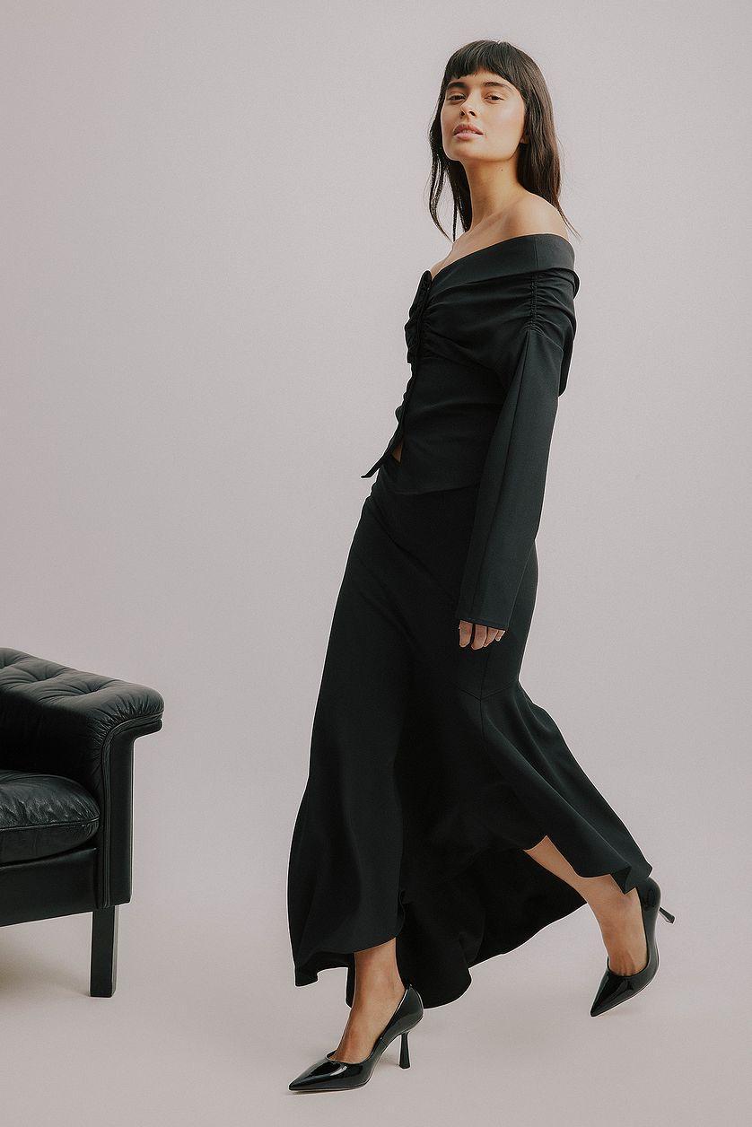 Woven Asymmetric Midi Skirt Product Image