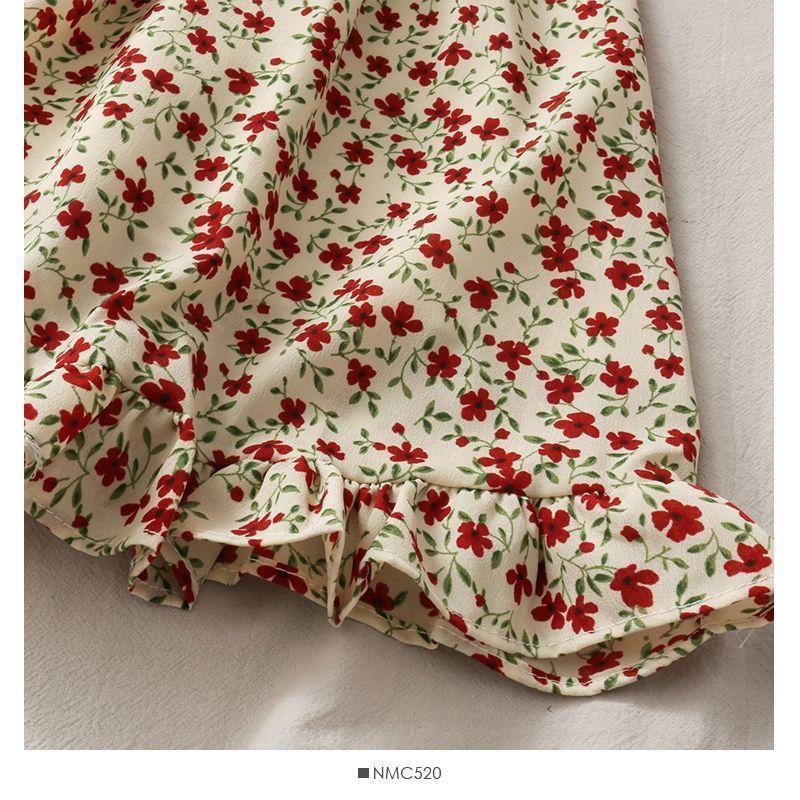 Spaghetti Strap Floral Print Ruffled Hem Mini A-Line Dress Product Image