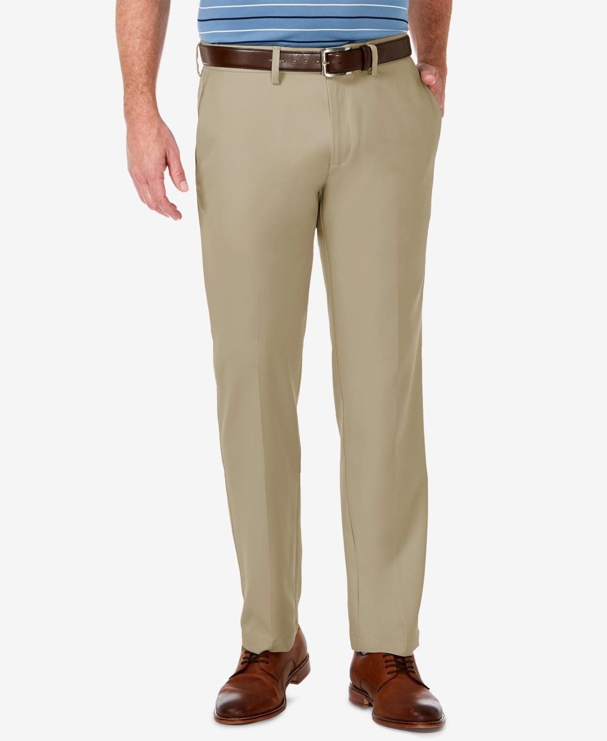 Mens Haggar Cool 18 PRO Straight-Fit Wrinkle-Free Flat-Front Super Flex Waist Pants Green Product Image