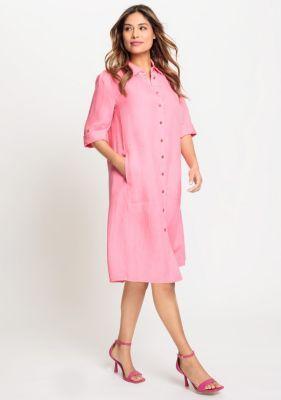 Olsen Womens 3/4 Sleeve Linen Blend Shirt Dress Product Image