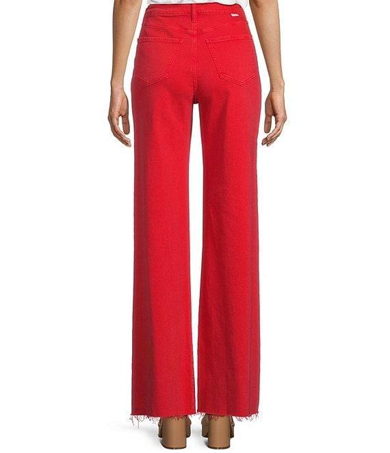Daze Far Out High Rise Cherry Frayed Wide Leg Jeans Product Image