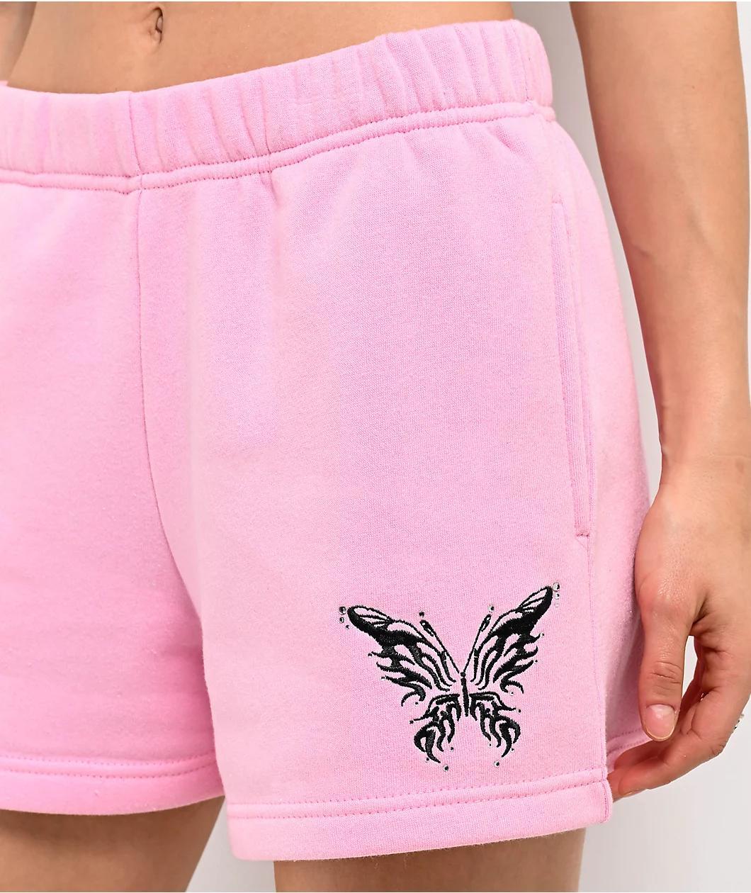 Empyre Jules Butterfly Prism Pink Sweat Shorts Product Image