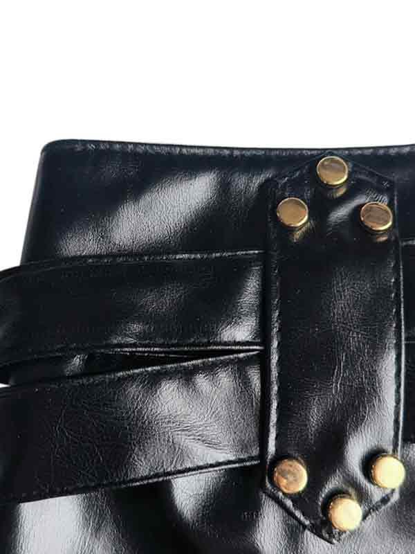 Dark leather hollow Shorts Product Image