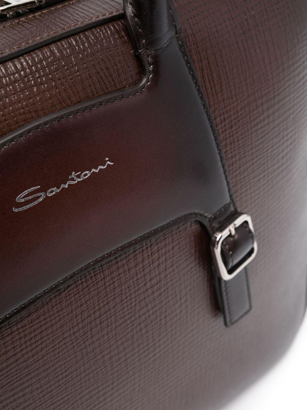 embossed-logo leather briefcase Product Image
