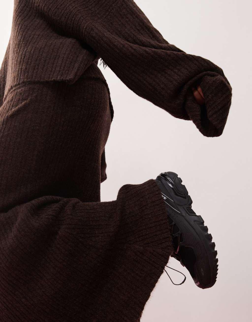 COLLUSION knit ribbed maxi skirt in brown Product Image