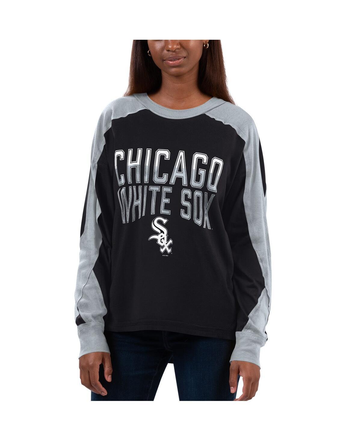 Women's G-III 4Her by Carl Banks Black/Silver Chicago White Sox Smash Raglan Long Sleeve T-Shirt, Size: Small Product Image