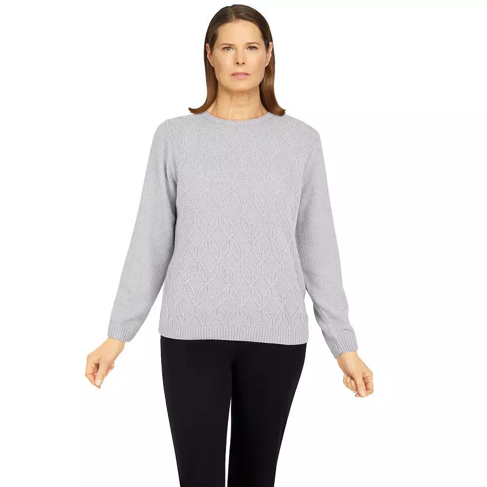 Women's Alfred Dunner Classic Chenille Pullover Sweater, Size: Large, Gray Product Image