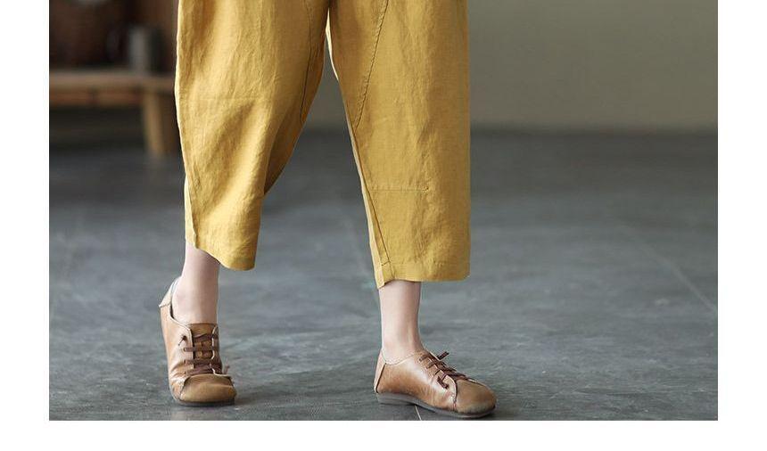 Elastic Waist Plain Cropped Harem Pants Product Image