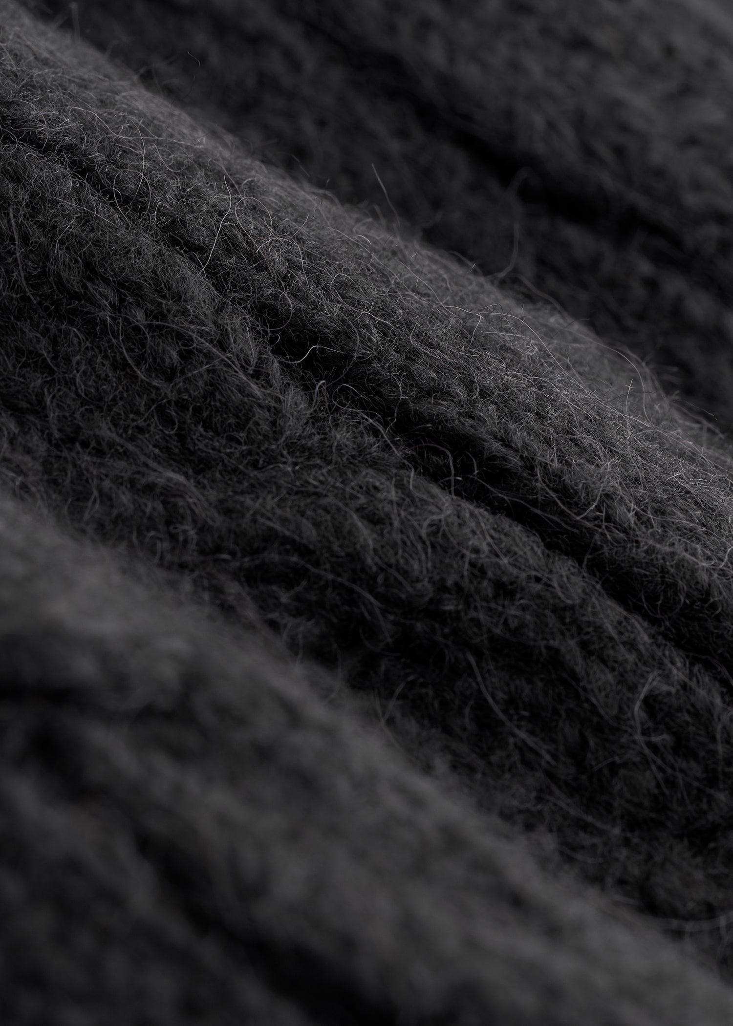 Johnny Collar Cable Knit Sweater for Tall Women in Black Product Image