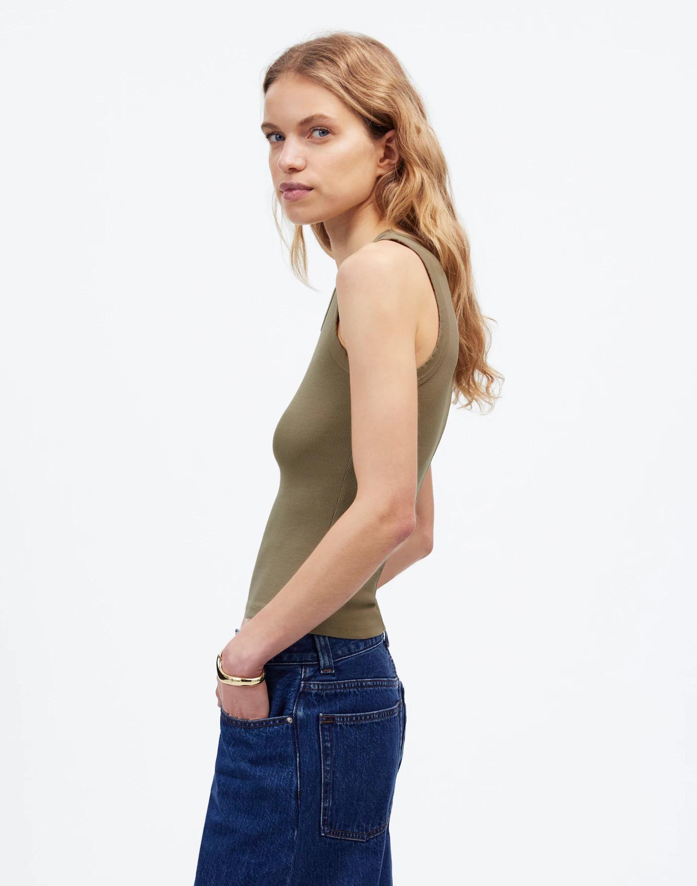 (Re)generative Cotton Ribbed High V-Neck Tank Product Image