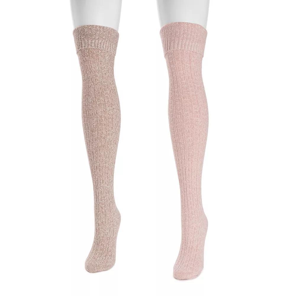 Womens MUK LUKS Marl Over-the-Knee Socks 2-Pack Product Image