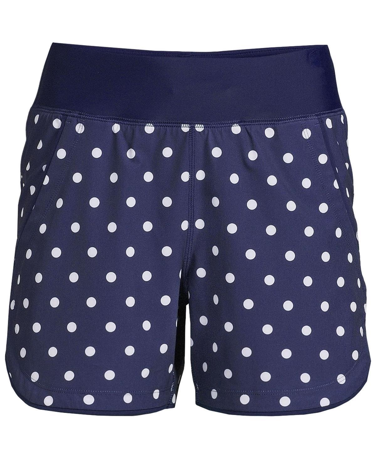 Petite Lands' End 5" Quick Dry Elastic Waist Board Shorts Swim Cover-up, Women's, Size: 12 Petite, Deep  Blue Product Image