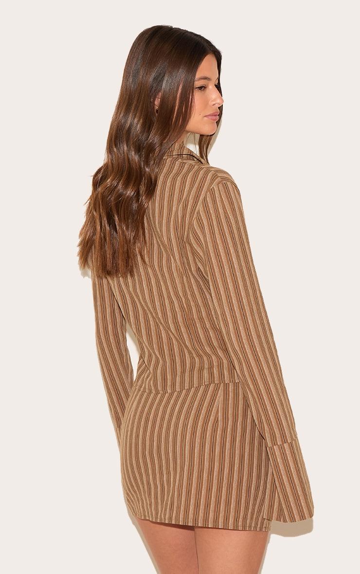 Brown Pinstripe Fitted Shirt Product Image