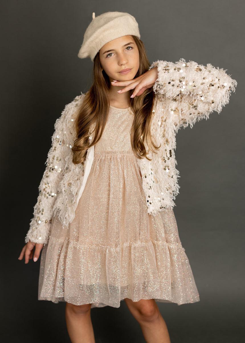 Andra Dress in Champagne Girls Product Image