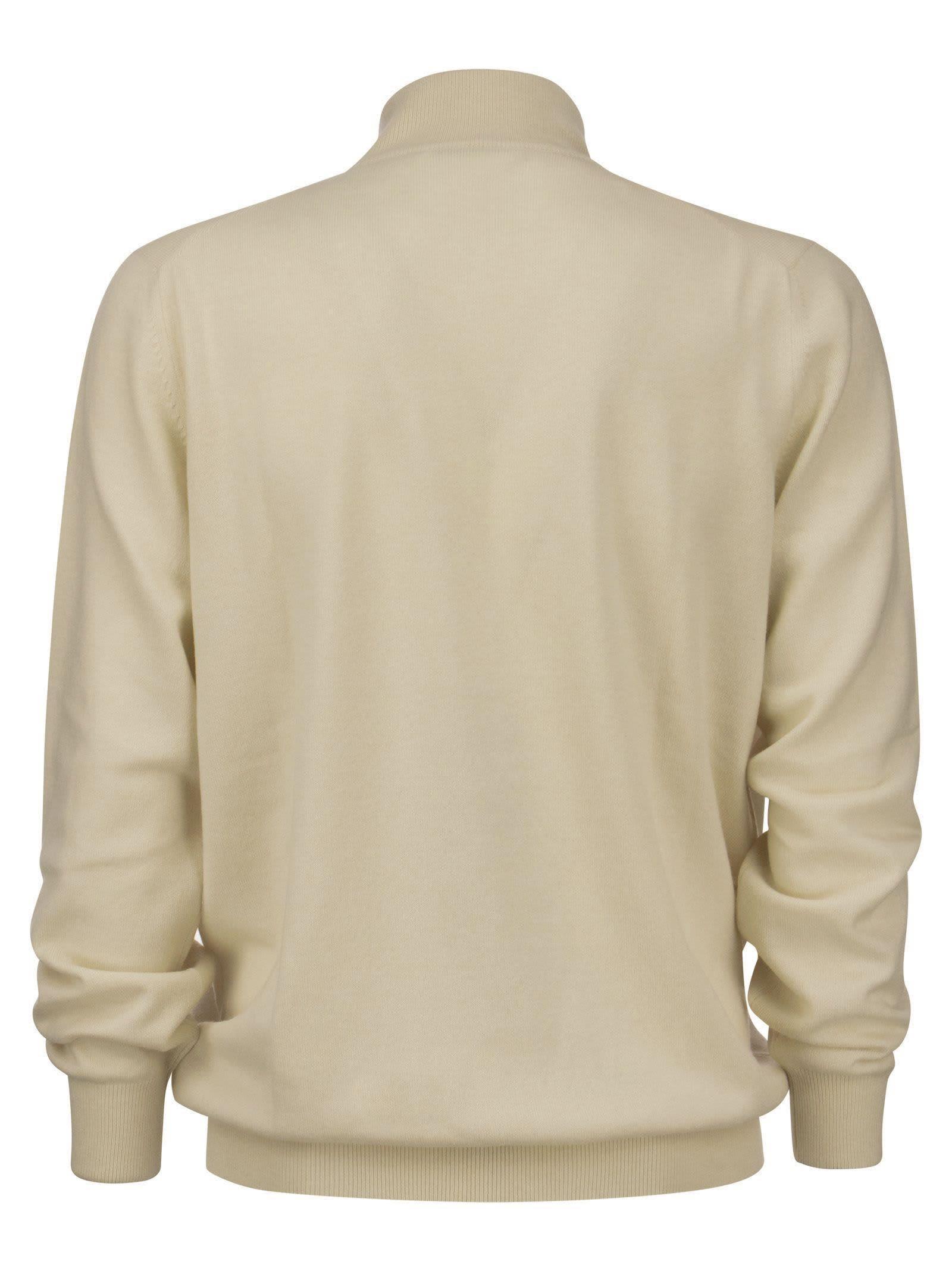 BRUNELLO CUCINELLI Cashmere Turtleneck Sweater With Zip In Beige Product Image