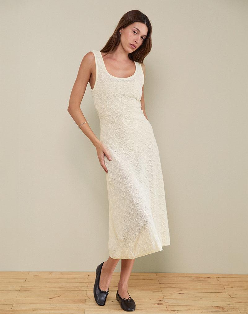 Ashtin Midi Dress in Pointelle Ivory Female Product Image