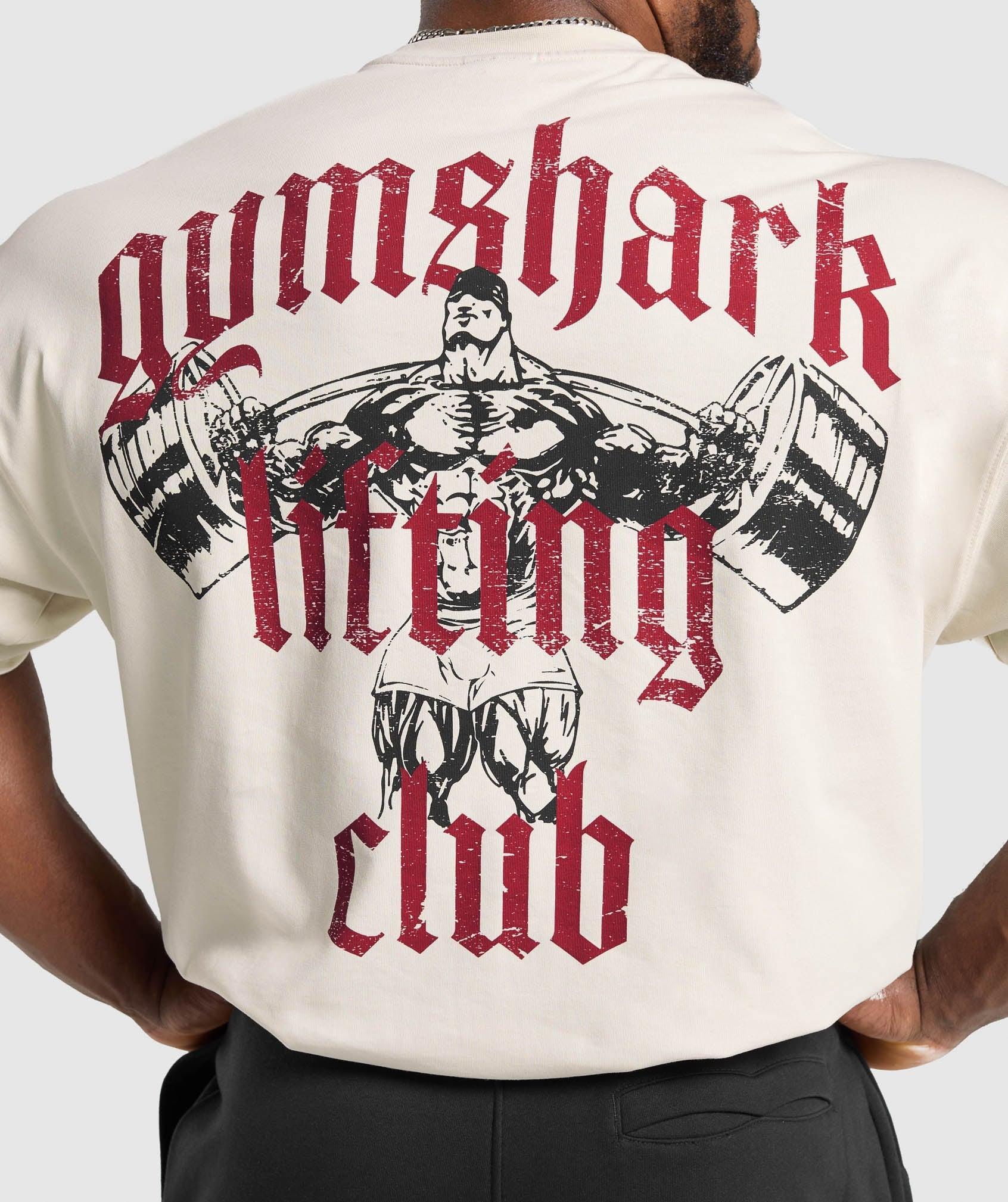 Gymshark Lifting Club T-Shirt - Oat White/Conditioning Red Male Product Image