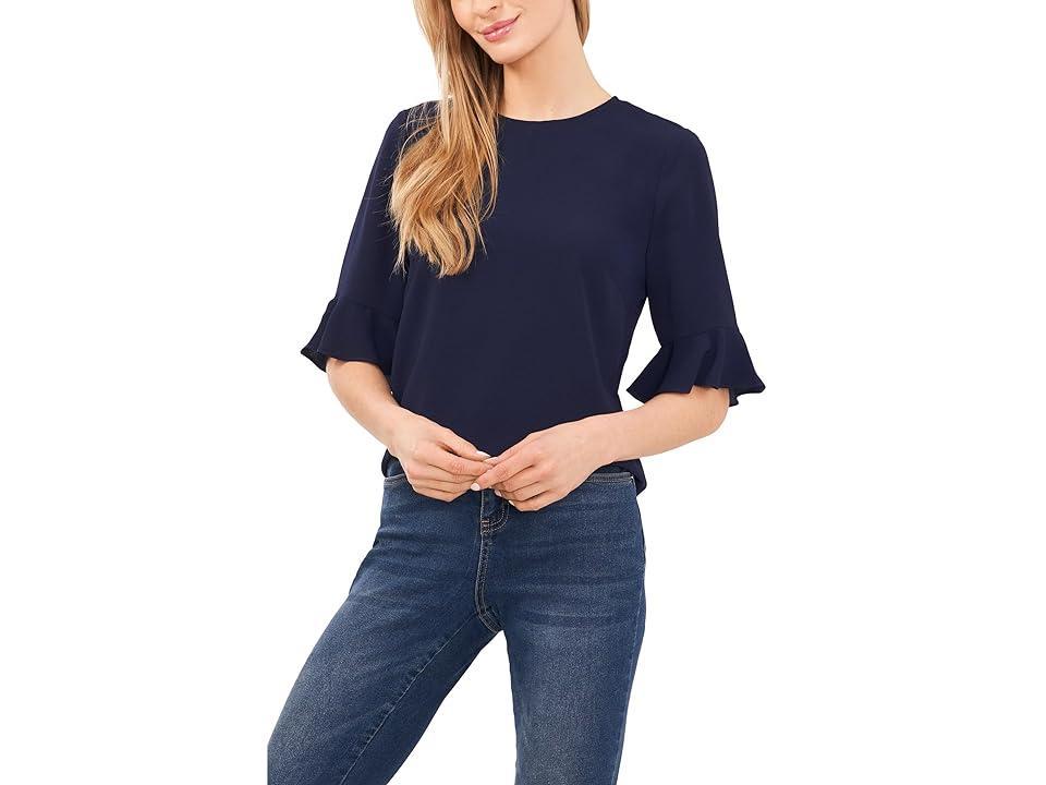 CeCe Womens Ruffled Cuff 3/4-Sleeve Crew Neck Blouse Product Image
