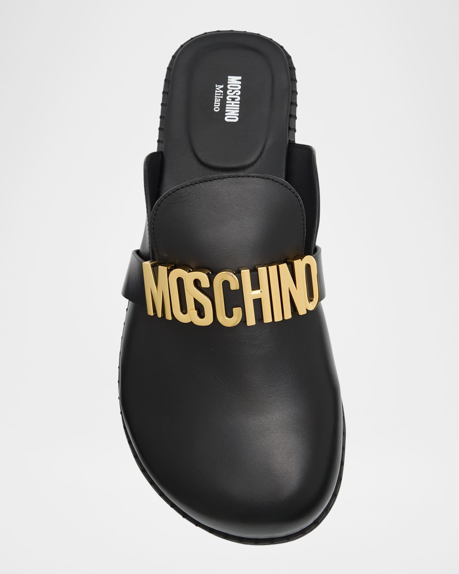 Men's Calfskin Leather Logo Mules Product Image