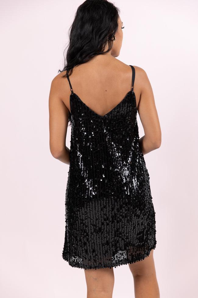Merry Mood Black Sequin Mini Dress FINAL SALE Product Image
