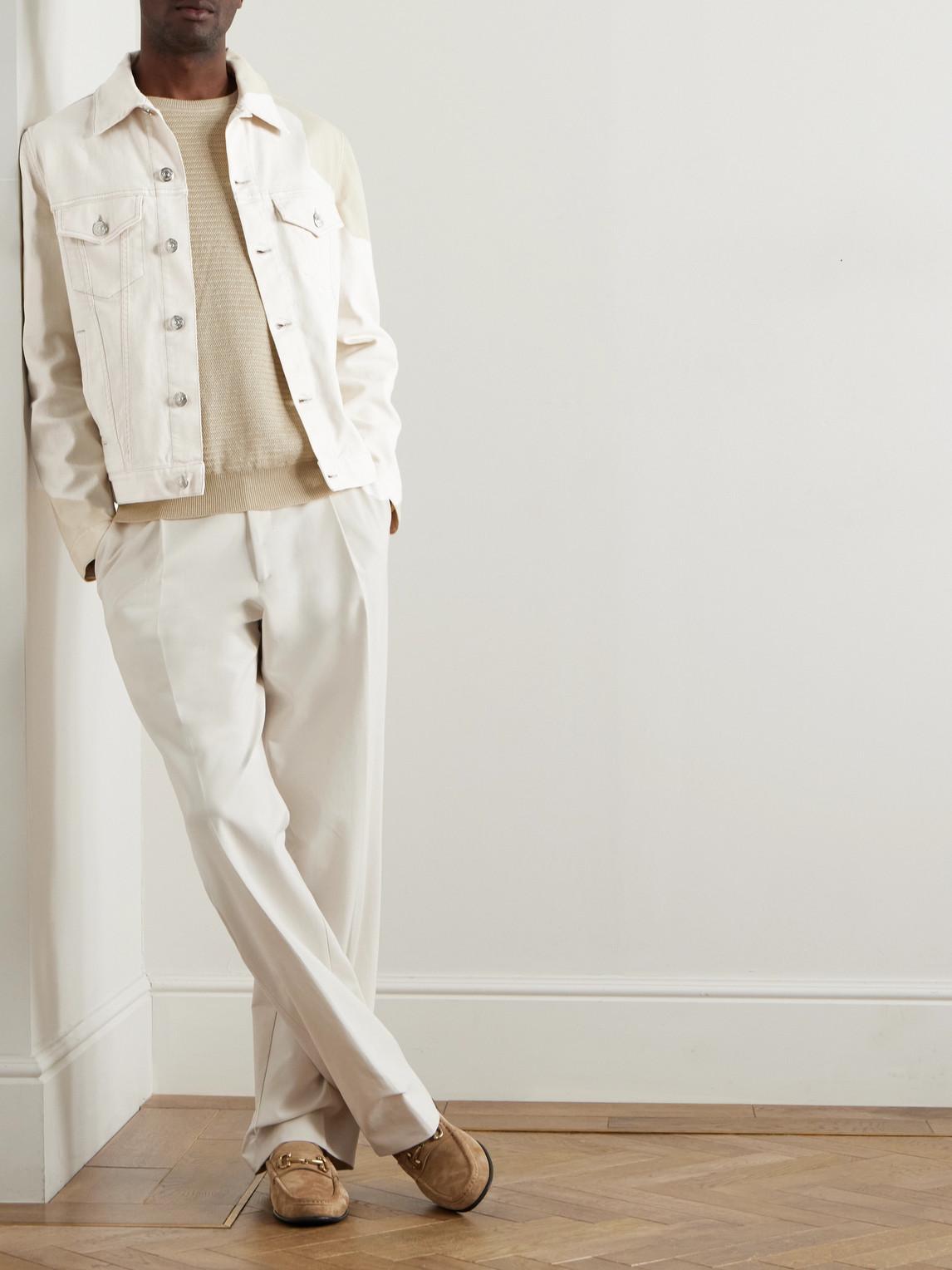 BRUNELLO CUCINELLI Slim-fit Denim Jacket In White Product Image
