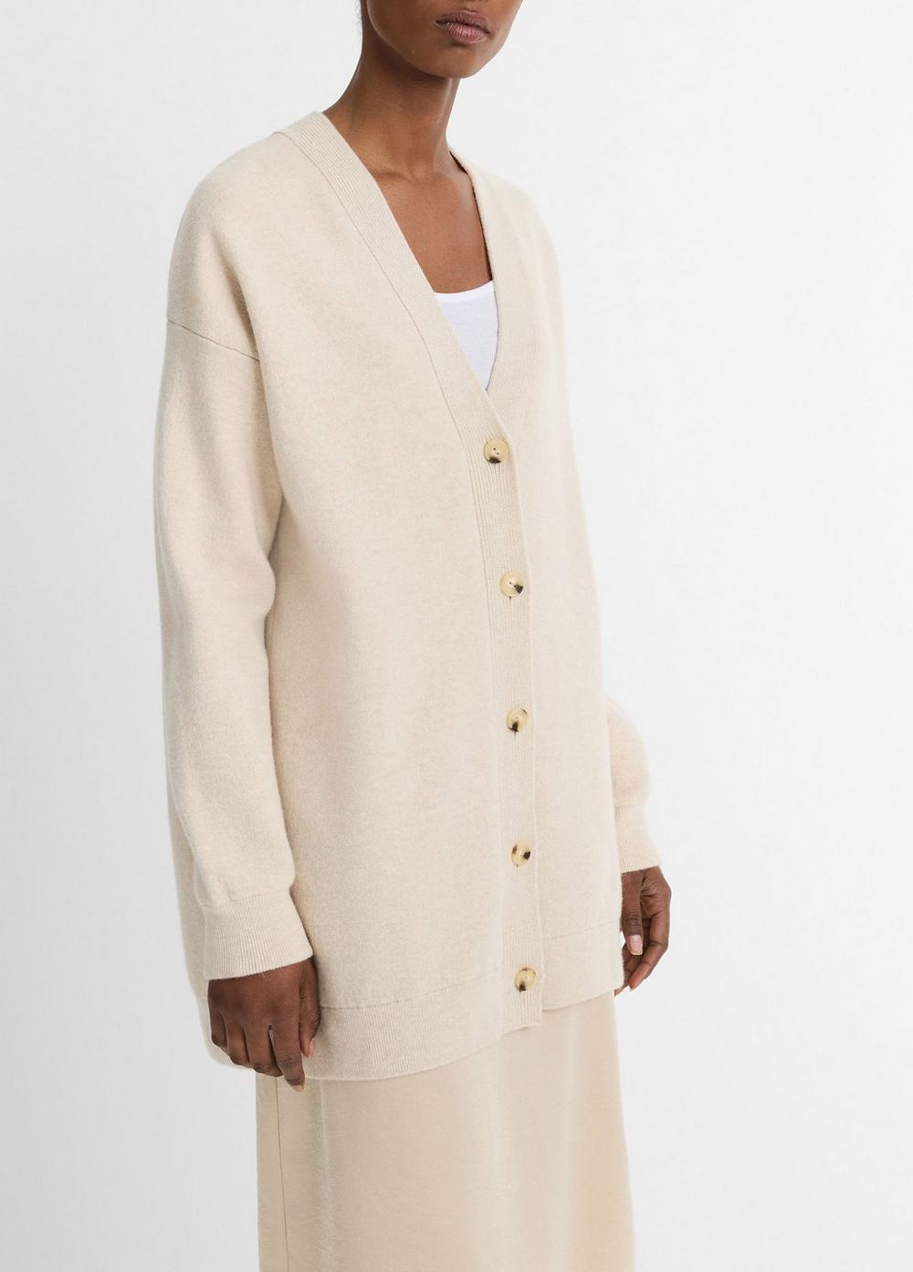 Womens Double-Knit Wool-Blend Oversized Cardigan, Black, Size S Vince Product Image