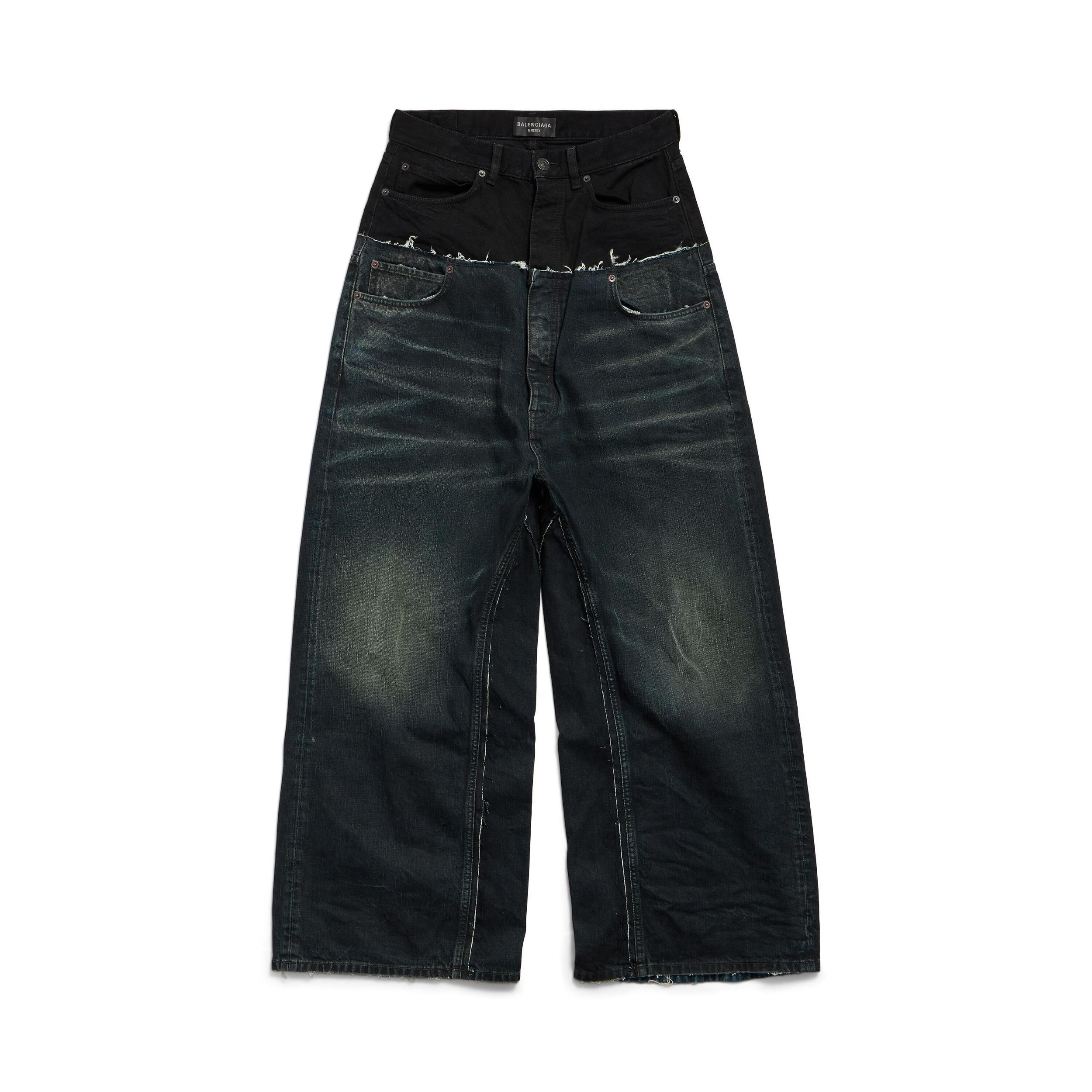 Cut-up Baggy Pants in Black Product Image