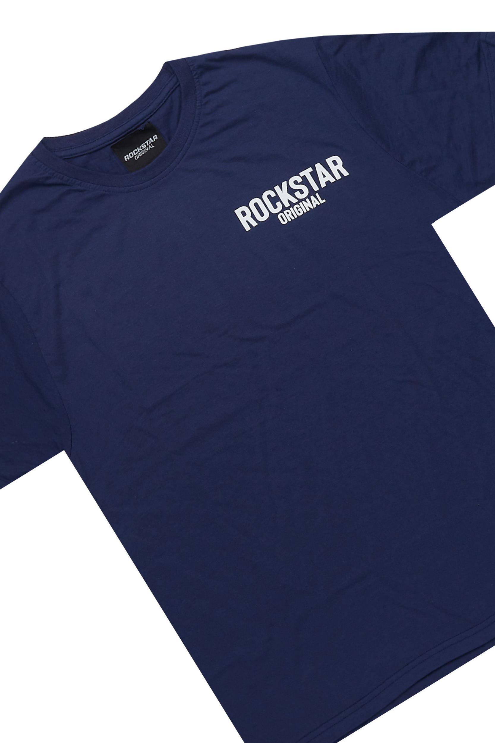 Sana Navy T-Shirt/Raw Edge Short Set Male Product Image