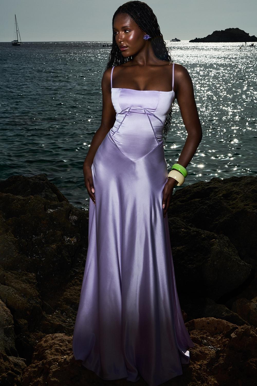 Anabella  orchid lace up maxi dress Product Image