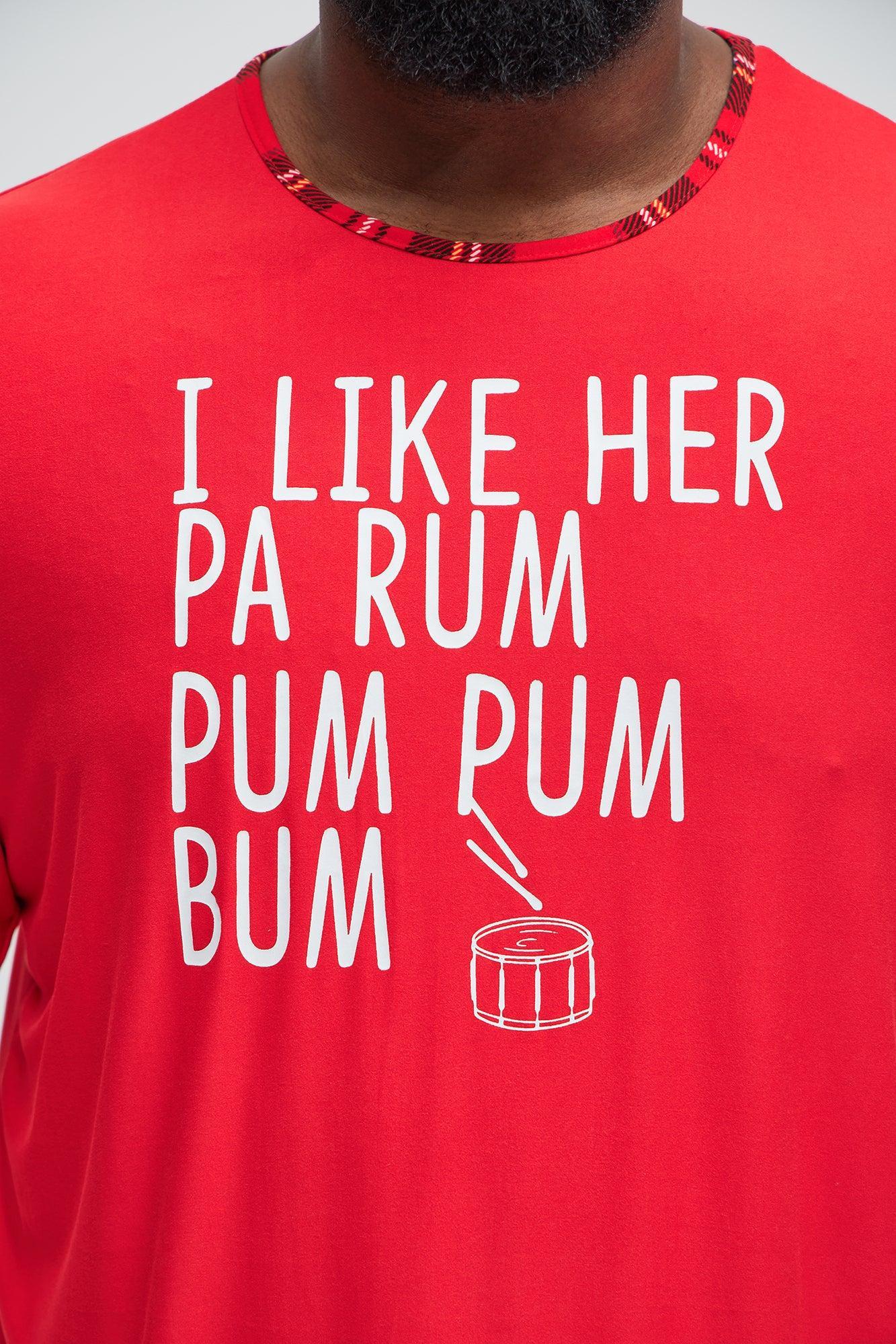 I Like Her Pa Rum Pum Holiday PJ Set - Red/combo Product Image