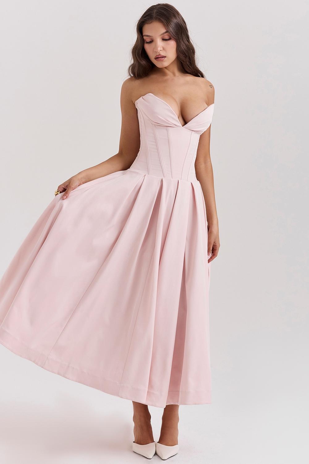 Lady Ballerina Pink Strapless Midi Dress Product Image