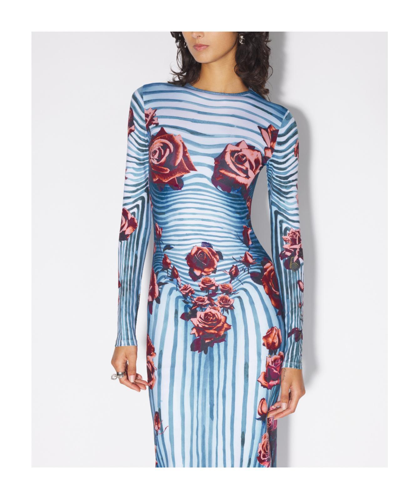 JEAN PAUL GAULTIER Floral Jersey Midi Dress In Blue Product Image